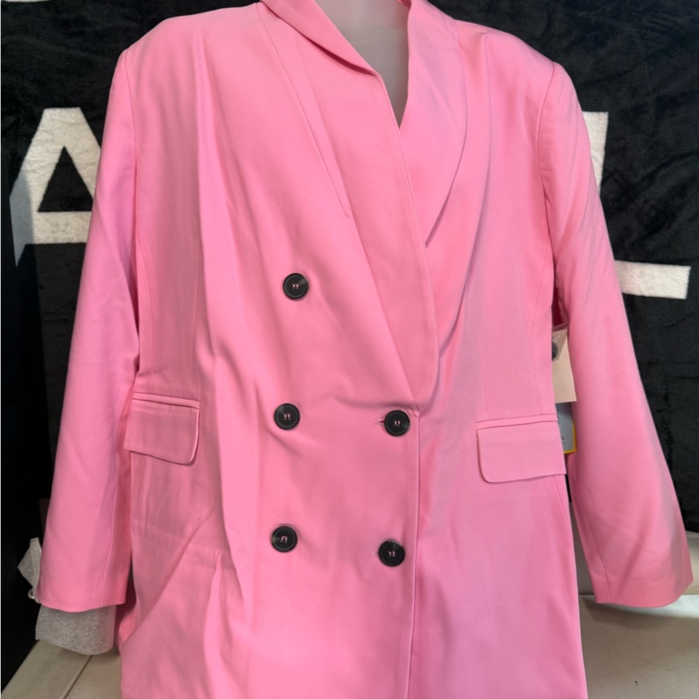 CeCe Vibrant Pink Double-Breasted Blazer